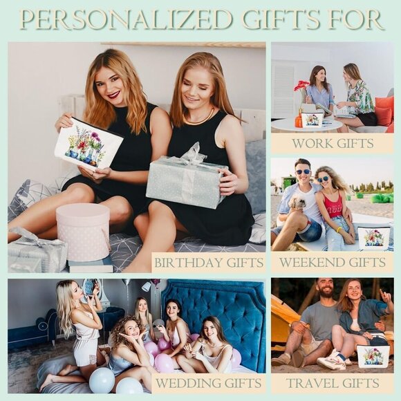 2pcs Science Teacher Gifts Floral Cosmetic Bags for Women, Chemistry Floral Make - Picture 6 of 6